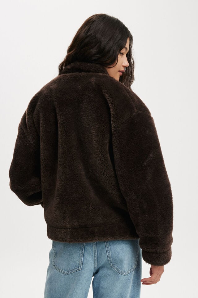 Cotton On Teddy Bomber Jacket Brown