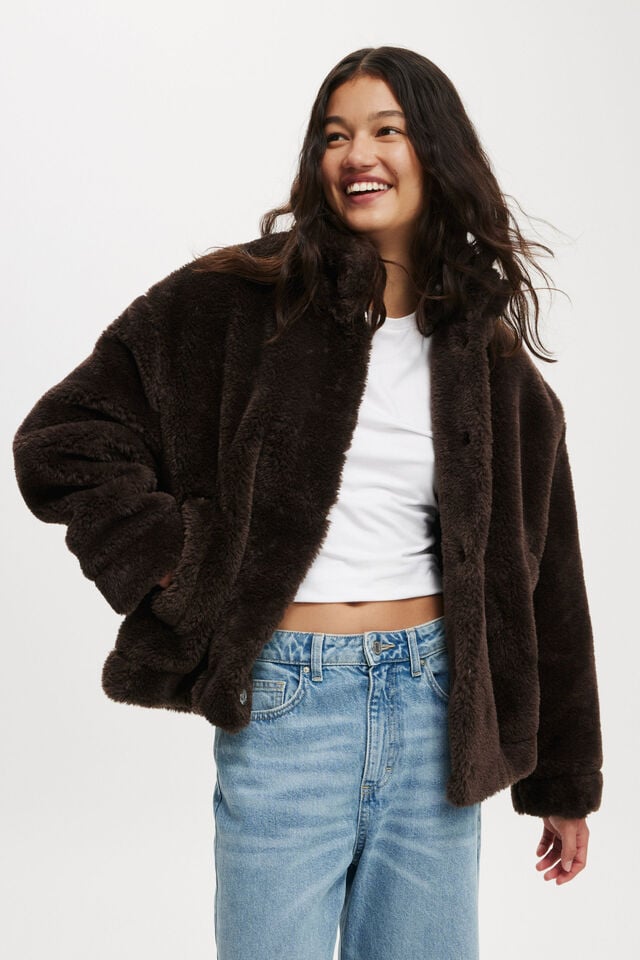 cotton on Teddy Bomber Jacket brown