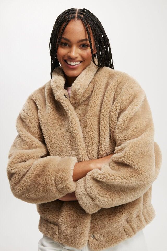 cotton on Teddy Bomber Jacket stone