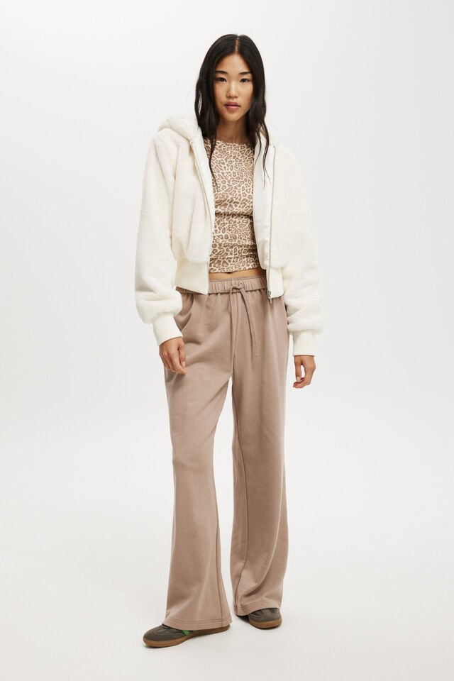 Cotton On Teddy Hooded Jacket Creme Fraiche