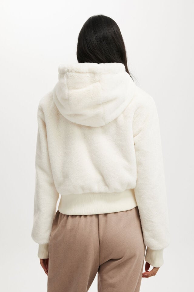 Cotton On Teddy Hooded Jacket Creme Fraiche