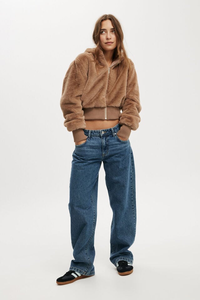 Cotton On Teddy Hooded Jacket Mocha