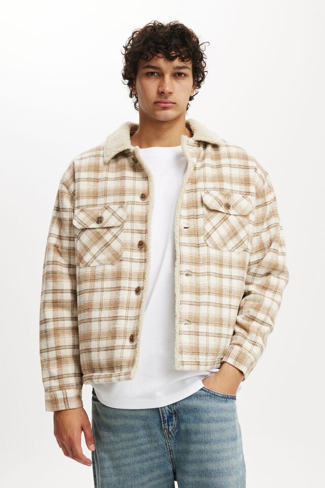 cotton on Teddy Lined Trucker natural check