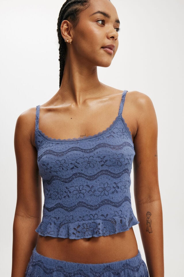 Cotton On Textured Super Soft Cami Denim Blue