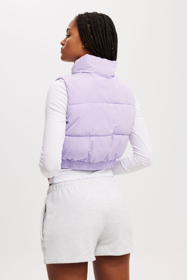 Cotton On The Mother Puffer Crop Vest Purple Rose