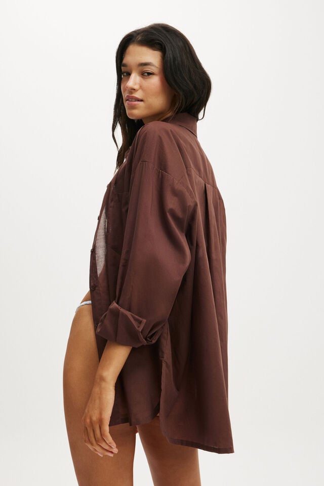 Cotton On The Resort Long Sleeve Shirt Espresso