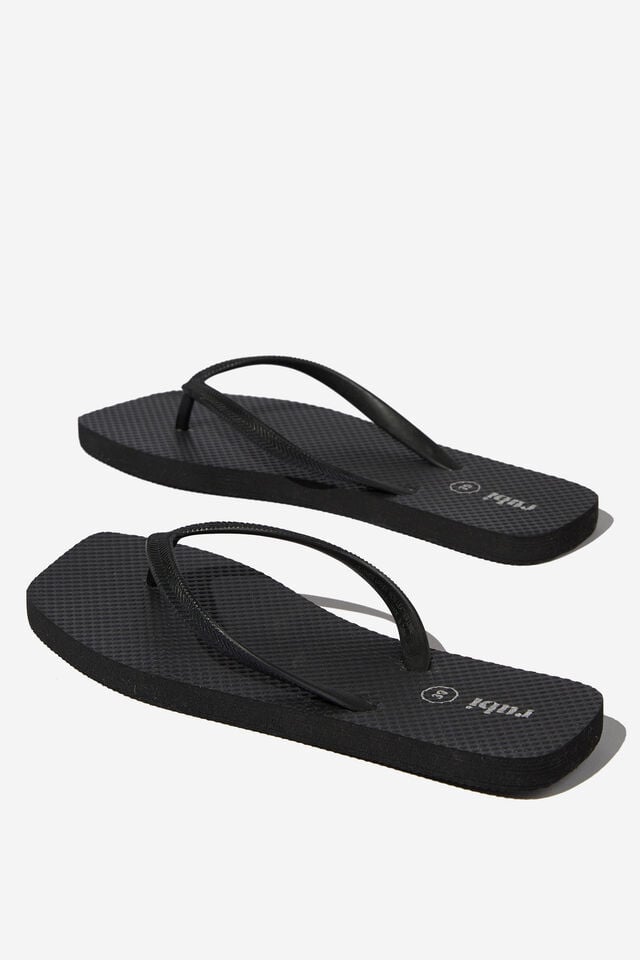 Cotton On The Rubi Square Toe Flip Flop Black