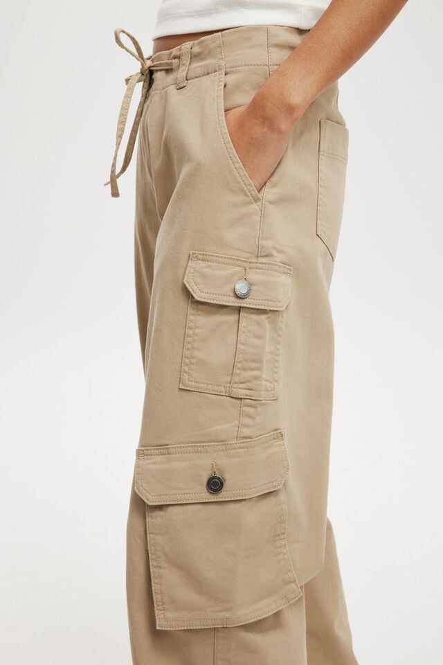 Cotton On Tie Cargo Pant Taupe