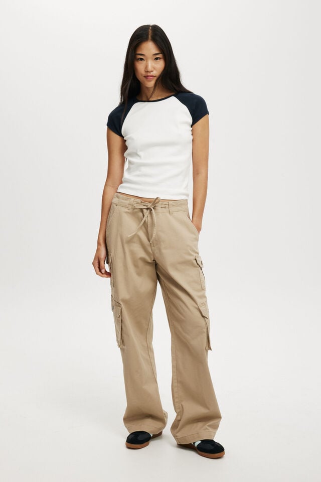 cotton on Tie Cargo Pant taupe