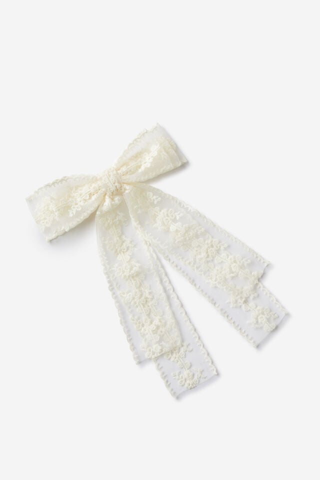 Cotton On Tilly Hair Bow Ecru Lace