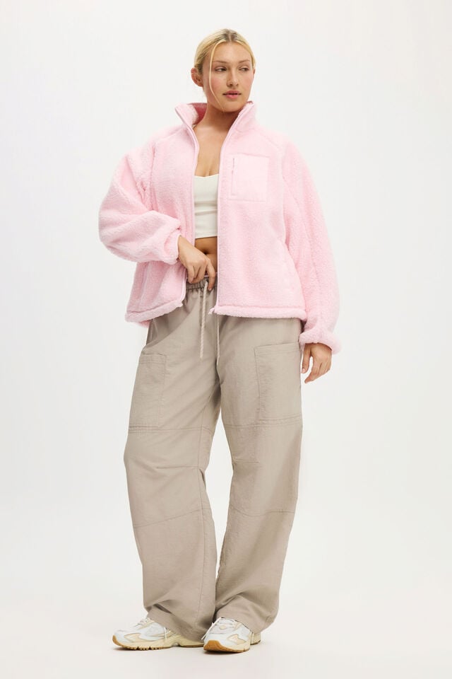 Cotton On Trail Sherpa Zip Through Cherry Dream