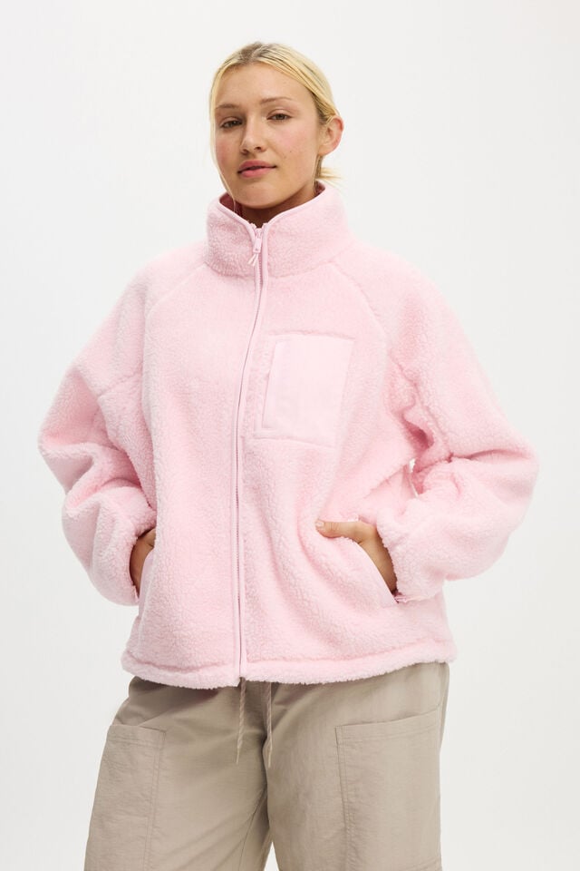 cotton on Trail Sherpa Zip Through cherry dream