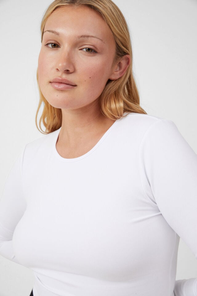 Cotton On Ultra Soft Fitted Long Sleeve Top White