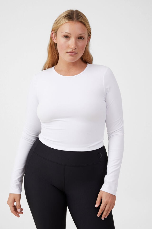 cotton on Ultra Soft Fitted Long Sleeve Top white
