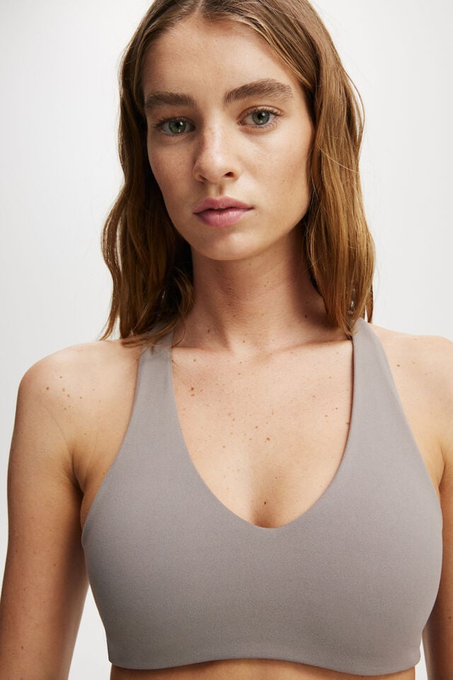 Cotton On Ultra Soft Plunge Racer Crop Desert Grey