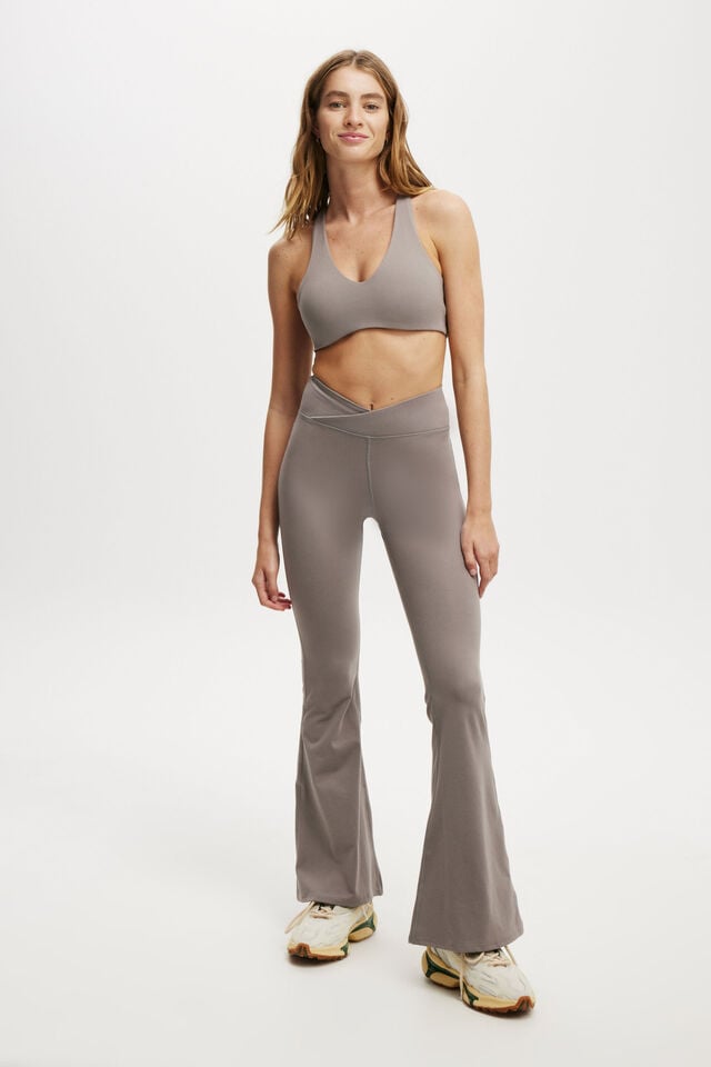 Cotton On Ultra Soft Plunge Racer Crop Desert Grey