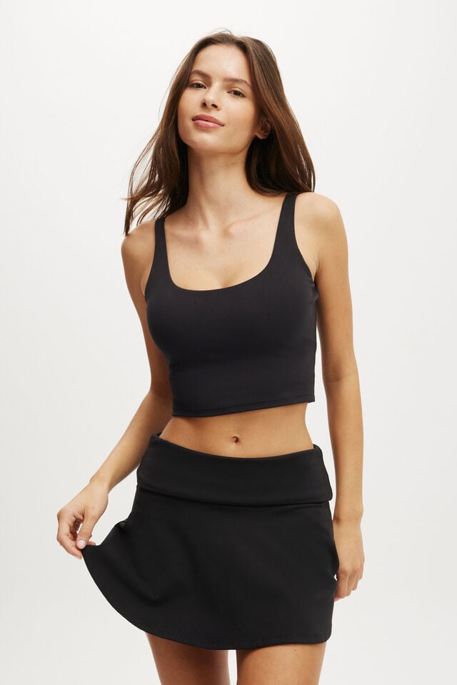 Cotton On Ultra Soft Roll Over Skirt Black