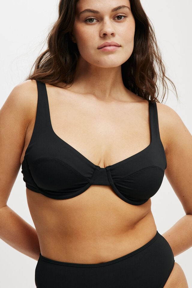Cotton On Underwire Balconette Bikini Top Black