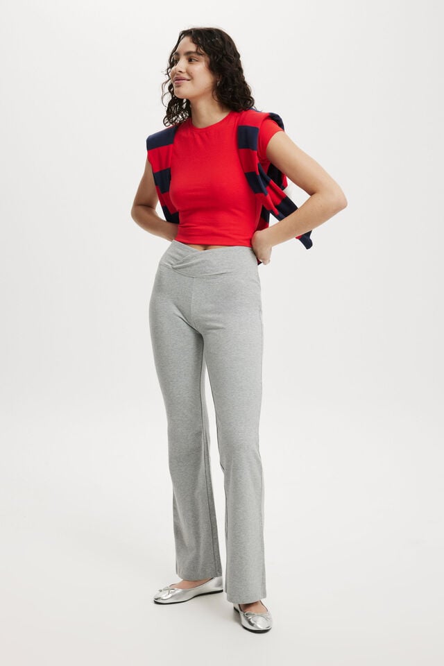 cotton on V-Waist Bella Bootleg Pant grey marle