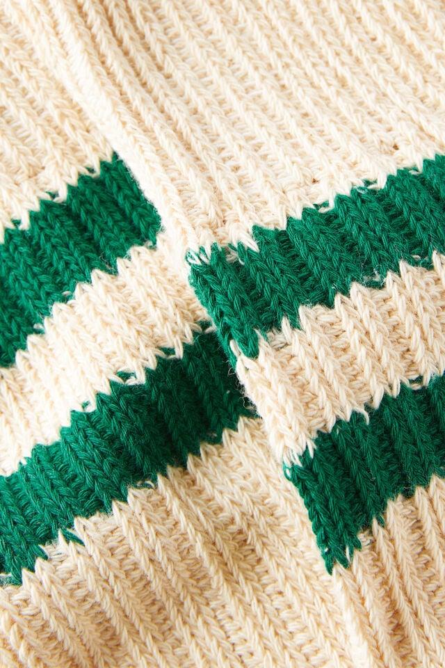 Cotton On Varsity Sock Cream/college Green/ecru