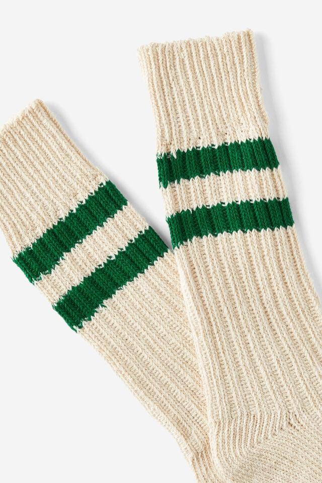 Cotton On Varsity Sock Cream/college Green/ecru