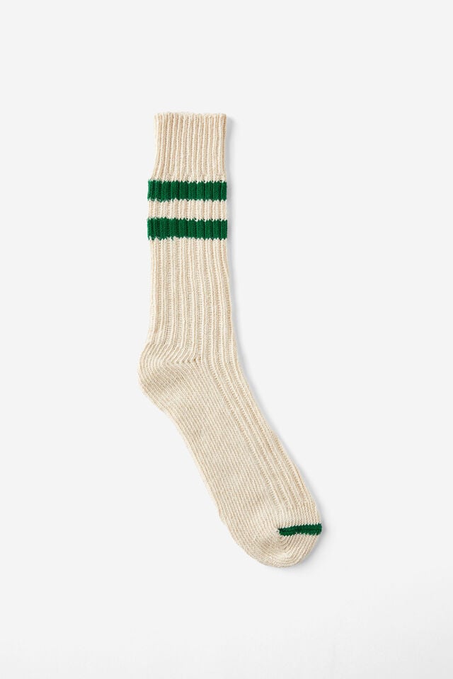 cotton on Varsity Sock cream/college green/ecru