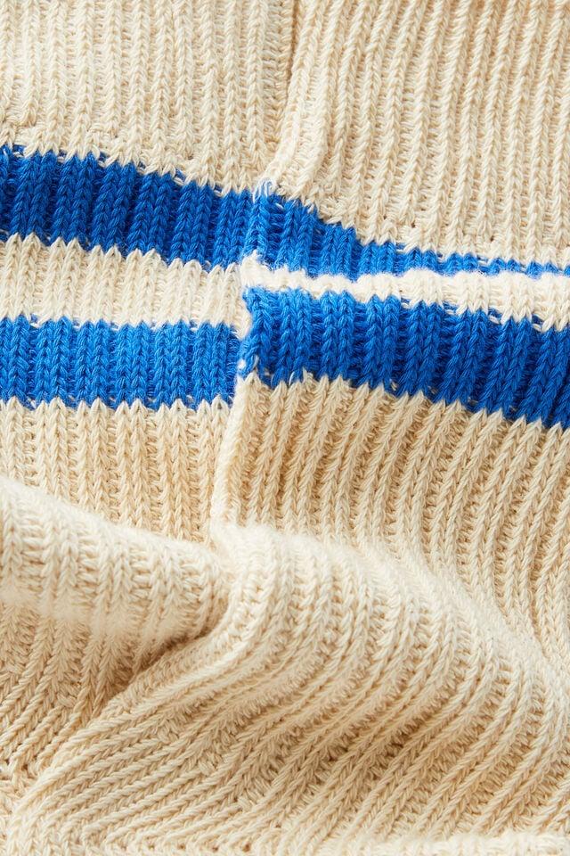 Cotton On Varsity Sock Cream/royal Blue/ecru