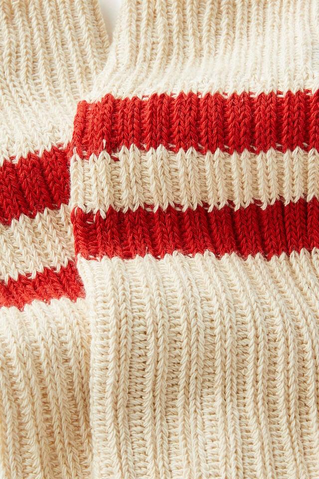 Cotton On Varsity Sock Cream/vintage Red/ecru