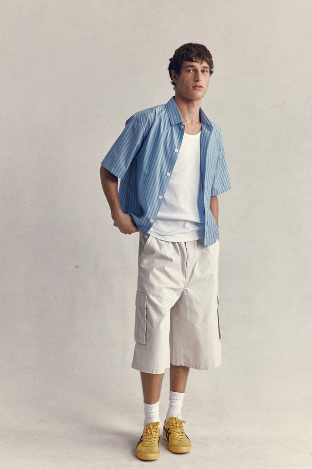 cotton on Ventura Short Sleeve Shirt blue stripe