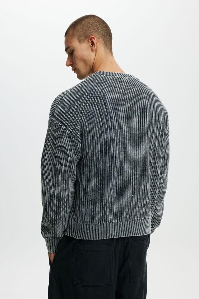 Cotton On Washed Box Fit Crew Knit Washed Black