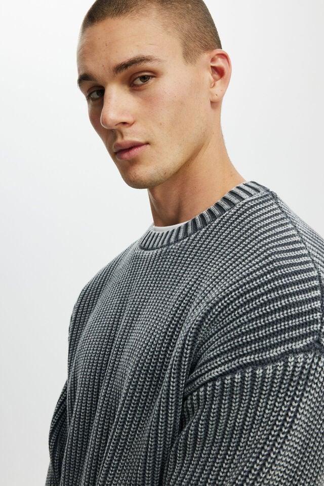 Cotton On Washed Box Fit Crew Knit Washed Black