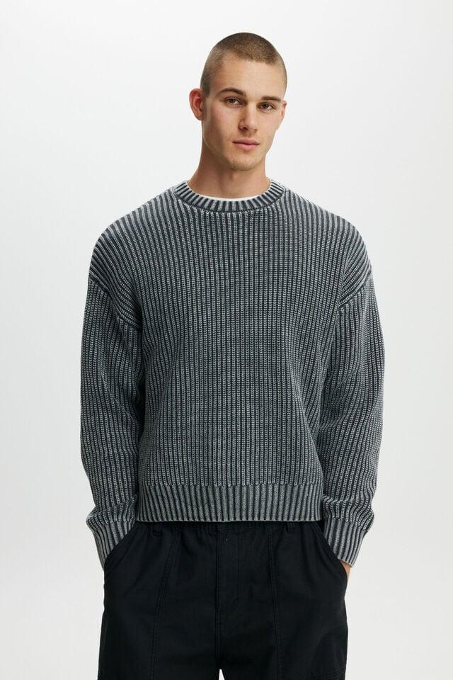 cotton on Washed Box Fit Crew Knit washed black