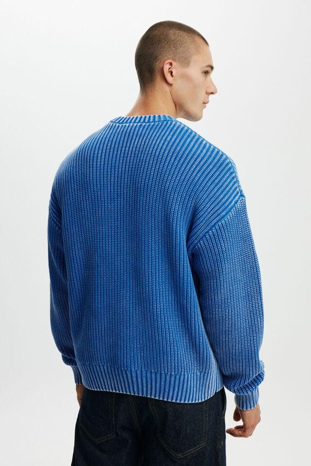 Cotton On Washed Box Fit Crew Knit Washed Blue