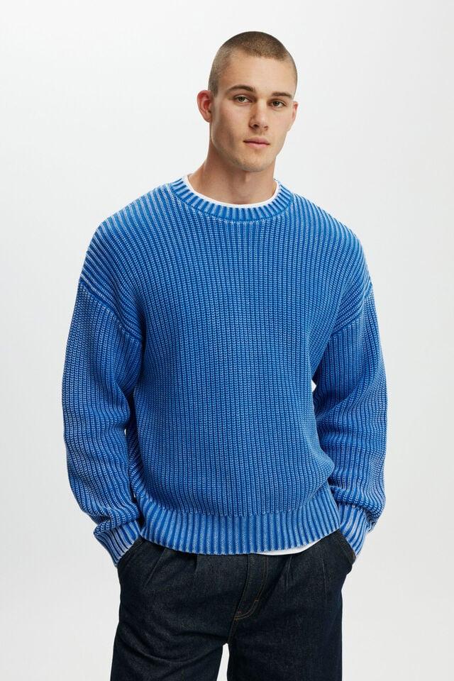 Cotton On Washed Box Fit Crew Knit Washed Blue