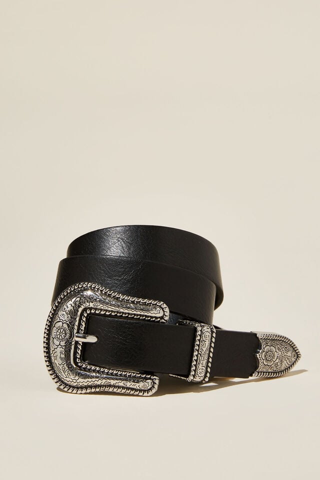Cotton On Wild Western Belt Black/silver