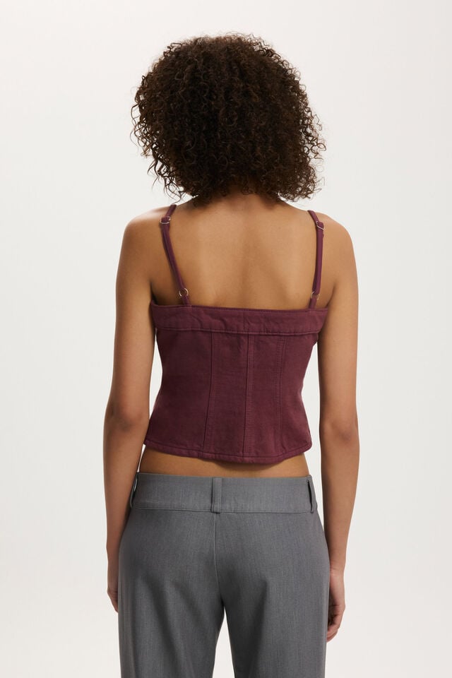 Cotton On Willow Denim Corset Berry Wash