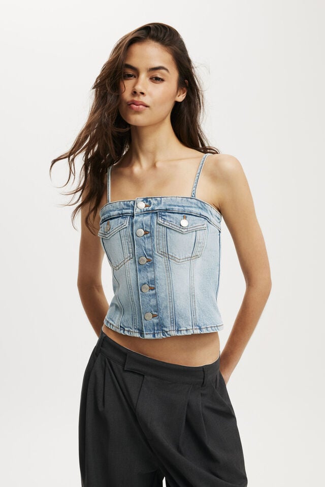Cotton On Willow Denim Corset Olsen Blue