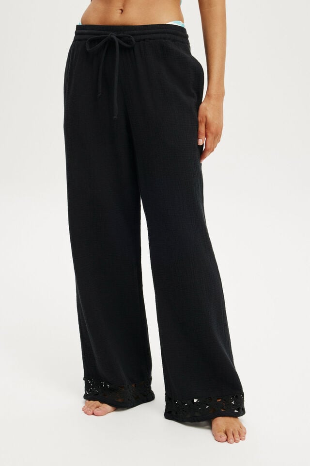 Cotton On Woven Wide Leg Beach Pant Black