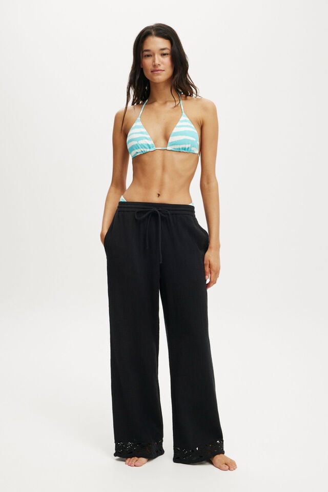 cotton on Woven Wide Leg Beach Pant black