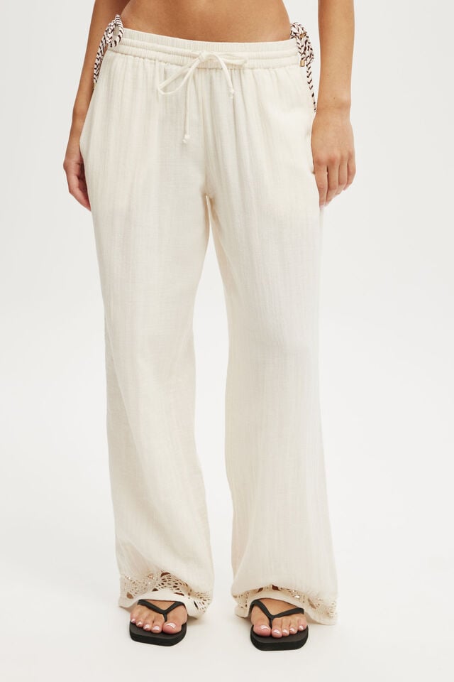 Cotton On Woven Wide Leg Beach Pant Natural