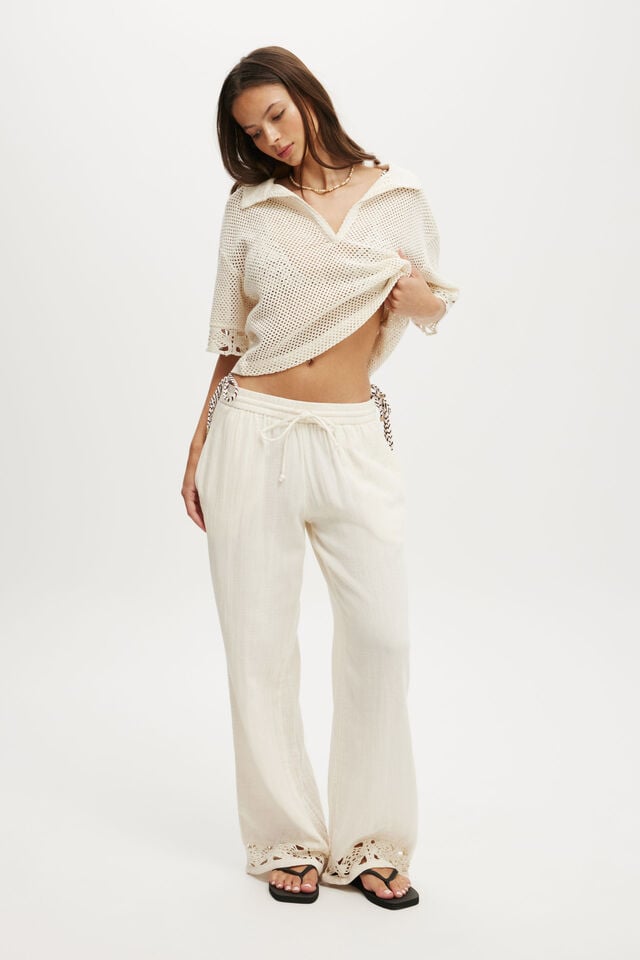 cotton on Woven Wide Leg Beach Pant natural