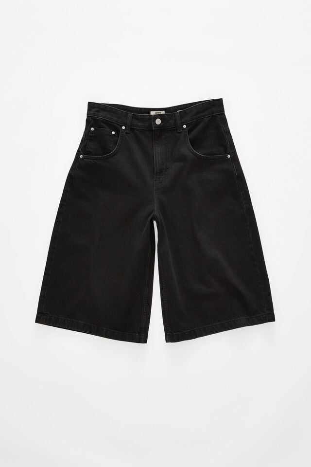 Cotton On Y2k Super Baggy Jort Dire Black