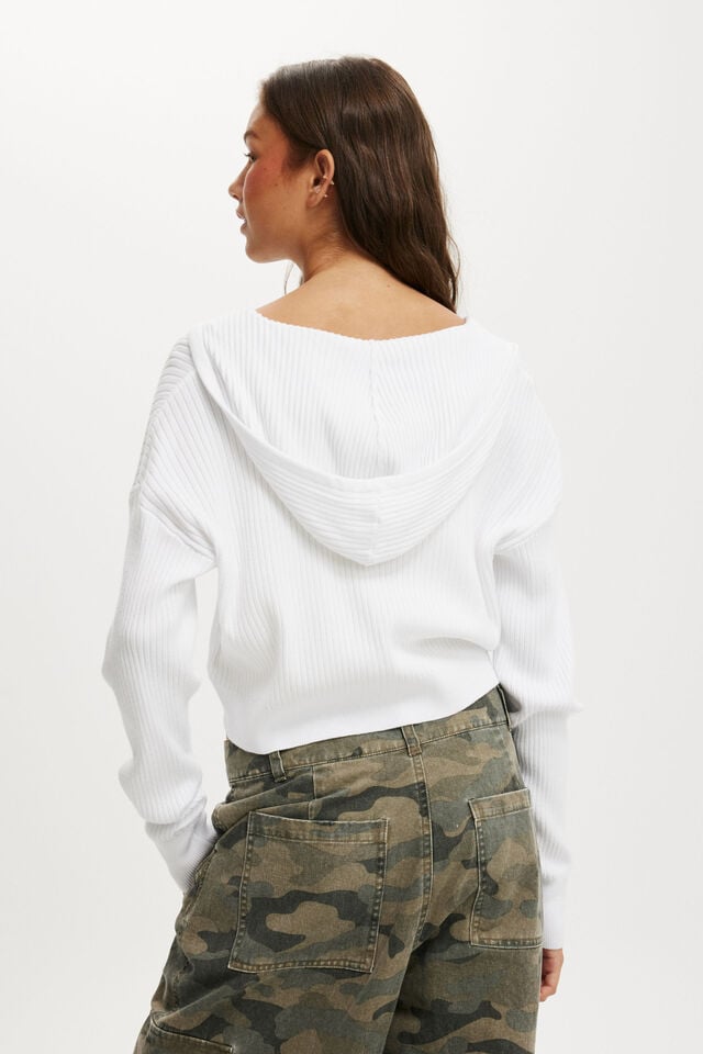 Cotton On Zip It Good Hood Knit Cardigan White