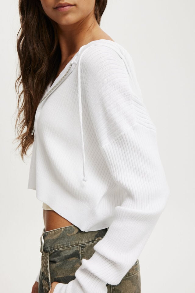 Cotton On Zip It Good Hood Knit Cardigan White