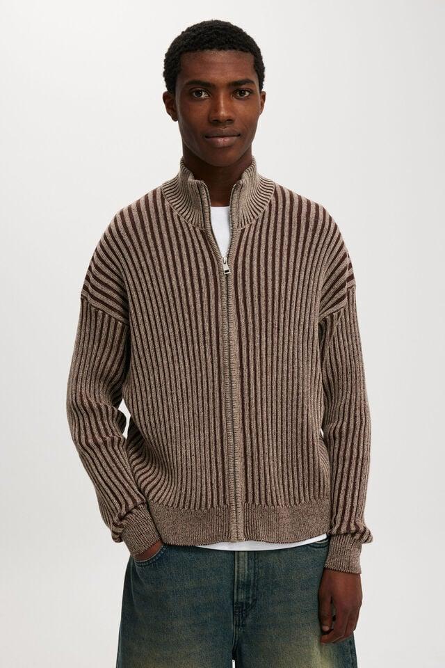 cotton on Zip Through Knit taupe
