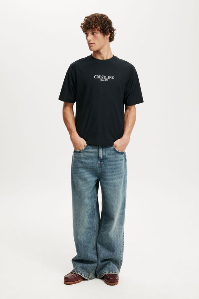 Cotton On Cropped Fit Graphic T-Shirt Black/crestline