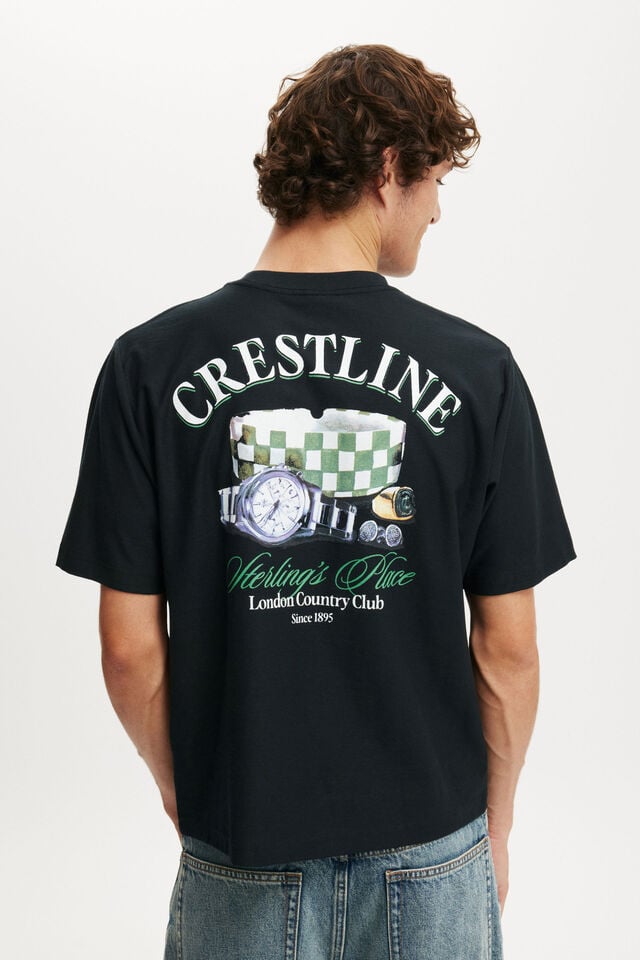 Cotton On Cropped Fit Graphic T-Shirt Black/crestline