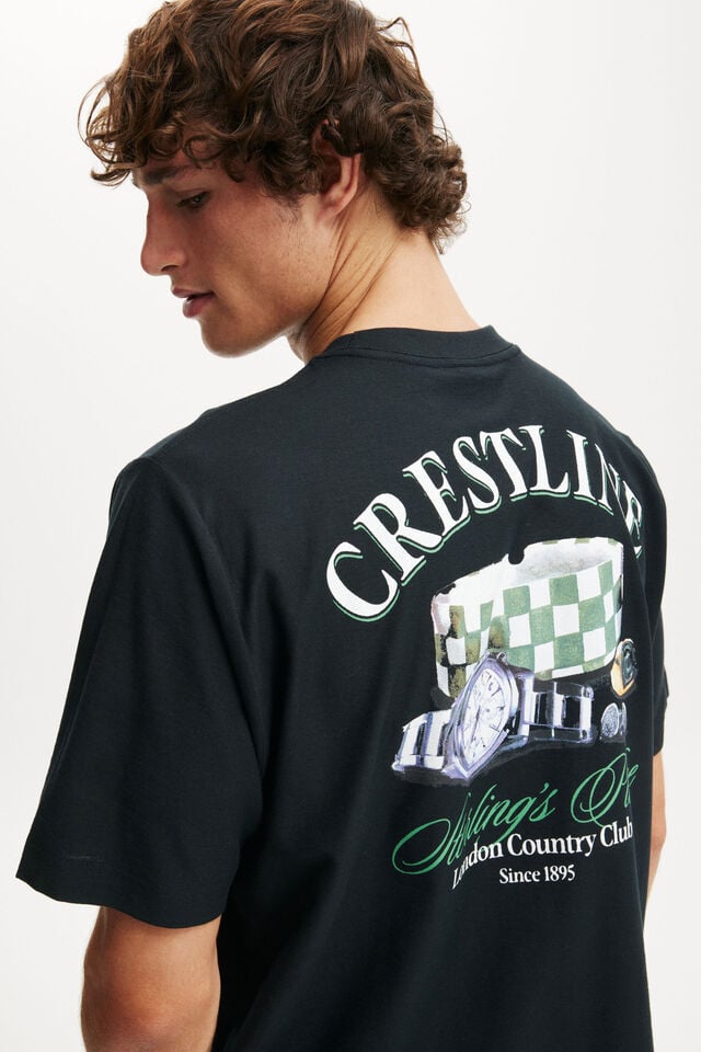 Cotton On Cropped Fit Graphic T-Shirt Black/crestline