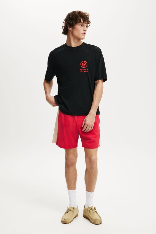 Cotton On Cropped Fit Graphic T-Shirt Black/lobster Plate