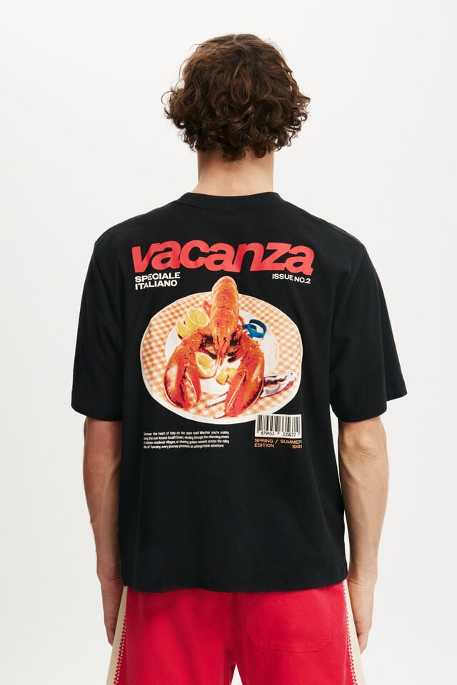 Cotton On Cropped Fit Graphic T-Shirt Black/lobster Plate